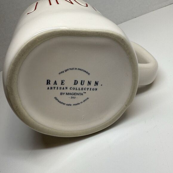 Rae Dunn Red Lettering JINGLE Holiday White Large Coffee Mug New - Picture 6 of 7